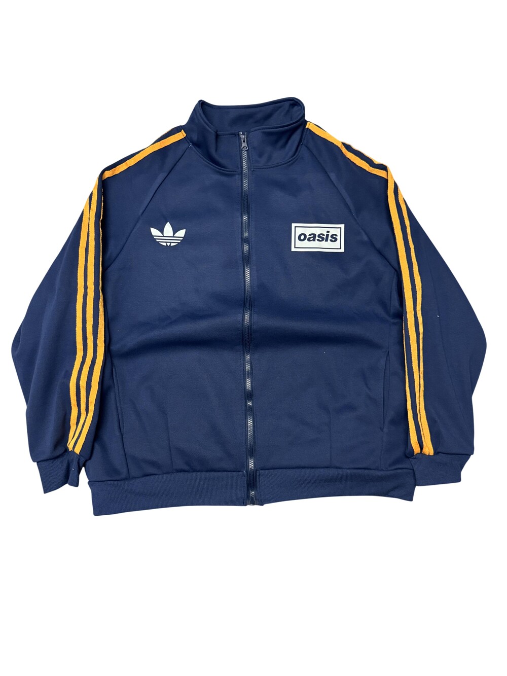 Oasis Track Jacket Mens XL Blue Full Zip Band Live 25 Trefoil 3 Stripes